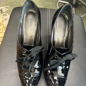 Linea Paolo Black Patent Bootie Pumps size 9 1/2